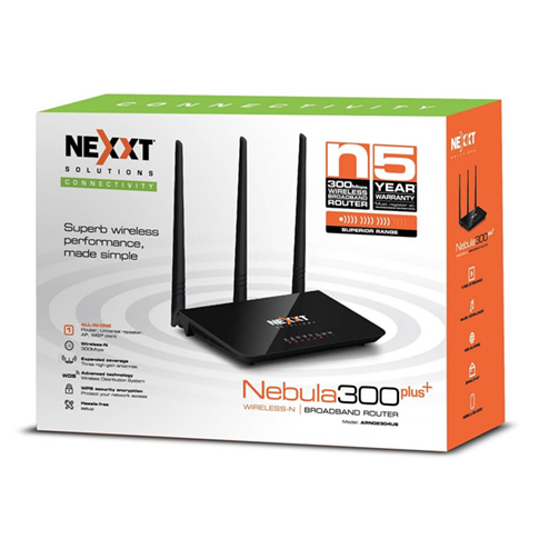 Nexxt Router Wireless N High Power Amp 300 300Mbps